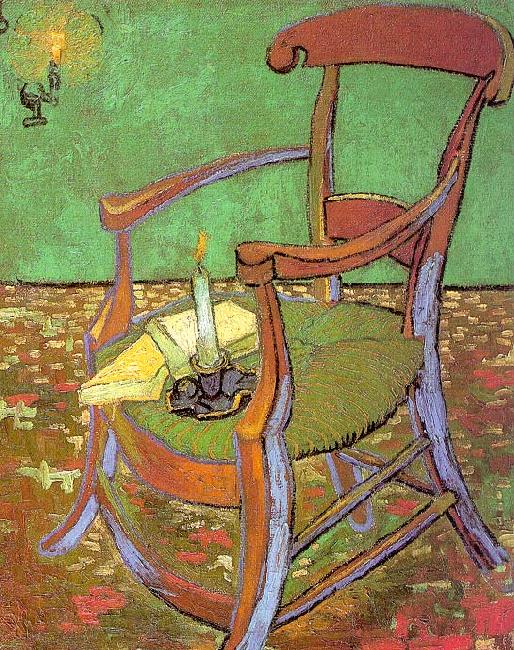 Vincent Van Gogh Gauguin's Chair with Books and Candle Spain oil painting art